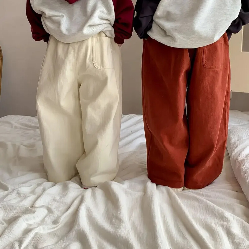 Просвет 150 см 7984 Детски панталони Панталони за бебе момче Едноцветни ежедневни панталони Прави панталони за момиче Панталони