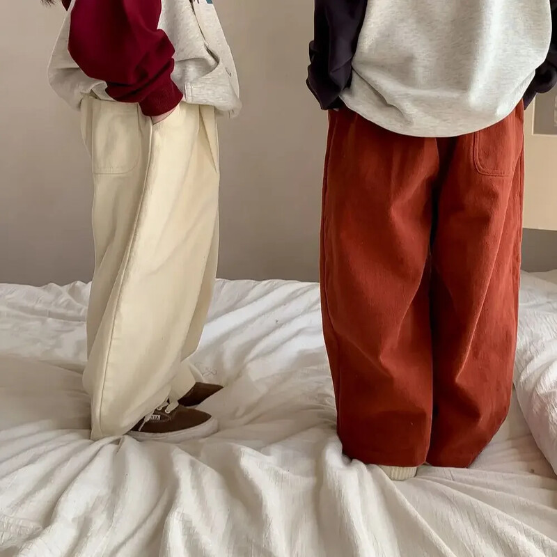 Просвет 150 см 7984 Детски панталони Панталони за бебе момче Едноцветни ежедневни панталони Прави панталони за момиче Панталони