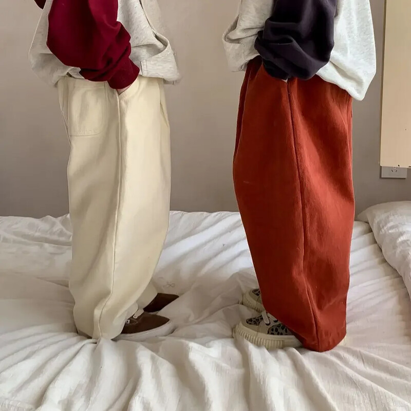 Просвет 150 см 7984 Детски панталони Панталони за бебе момче Едноцветни ежедневни панталони Прави панталони за момиче Панталони