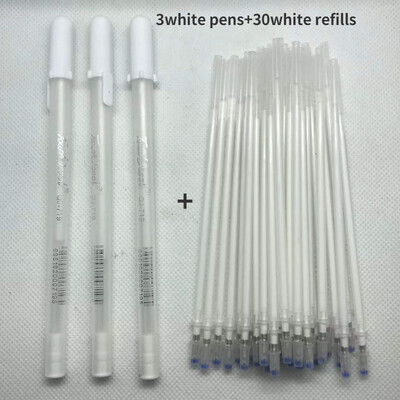 33 tk 0,8 mm loominguline valge tindiga geelpliiats Esiletõstetud markerpliiats peen ots õpilaste kirjatarvete joonistamiseks kunsti kirjutamiseks koolitarvete jaoks