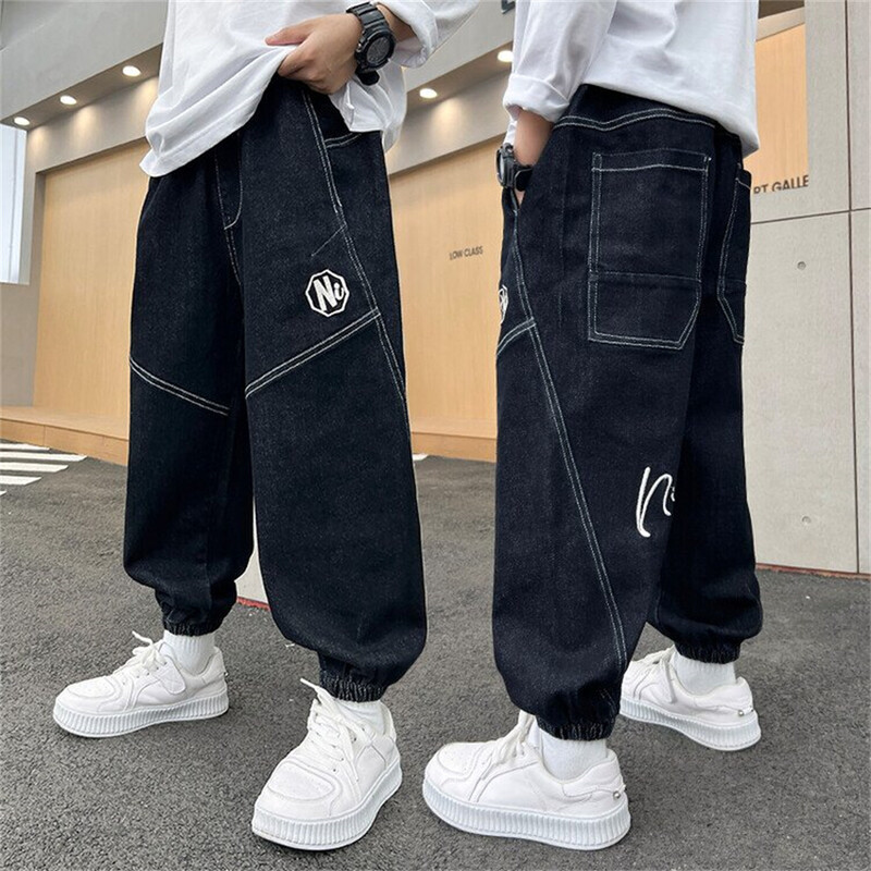 5111 Модни дънки за момчета Детски дънки с прави крачоли Панталони с репички за момчета Дънки за момчета Ежедневни панталони