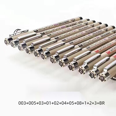 Pigma mikroni pliiats Neelde joonistuspliiats 003 005 01 02 03 04 05 08 1,0 2,0 3,0 pintslite markerid disaineri joonistussketši pliiatsi tarvikud