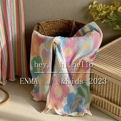 Haine pentru copii de modă Pantaloni pentru fete Pantaloni largi, cu flori drăguțe, pentru fetițe, primăvară, vară, pantaloni casual, pantaloni largi în dungi curcubeu