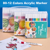 12-80 värvi akrüül markerpliiatsid kõva otsaga värvipliiats manga graffiti jaoks puidukooli esteetilised kirjatarbed kingitus