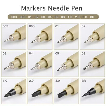 Art Manga Outlining Pen Pigment Liner Σετ μαρκαδόρου Micron στυλό Hook Line Needle Pen for Sketch Soft Brush Stationery Art Supplies