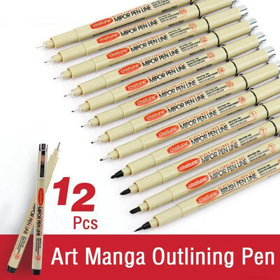 Art Manga Outlining Pen Pigment Liner Σετ μαρκαδόρου Micron στυλό Hook Line Needle Pen for Sketch Soft Brush Stationery Art Supplies