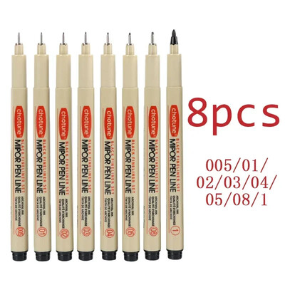 Art Manga Contur stilou Pigment Căptușeală Micron Pen Marker Set Hook Line Ac Pen pentru Schiță Moale Perie Papetarie Articole de artă