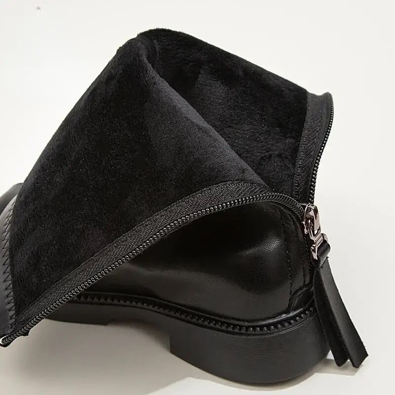 Talvine sügisprintsess Pikad saapad Tüdrukutele Mood Ümar karusnahast Disain Saapad Lapsed Soojad Puuvillased Kingad Laste Selg Lukk Sügissaapad