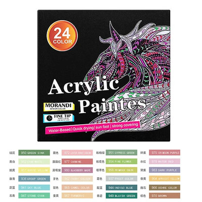 Uued 24 värvi akrüülpliiats akrüülvärvi markerpliiatsid kangalõuendi, kunstikivide maalimise, kivide, kaartide valmistamise, metalli ja keraamika jaoks