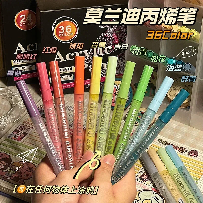 Uued 24 värvi akrüülpliiats akrüülvärvi markerpliiatsid kangalõuendi, kunstikivide maalimise, kivide, kaartide valmistamise, metalli ja keraamika jaoks