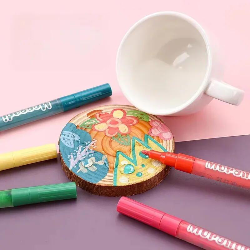 Uued 24 värvi akrüülpliiats akrüülvärvi markerpliiatsid kangalõuendi, kunstikivide maalimise, kivide, kaartide valmistamise, metalli ja keraamika jaoks