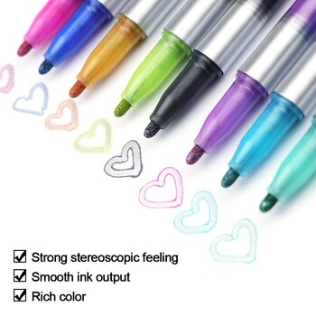 8 Χρώματα Double Lines Art Markers Highlighter DIY Graffiti Outline Art Pen Μεταλλικό Έγχρωμο Μαρκαδόρο Σχεδίου Μαρκαδόρο