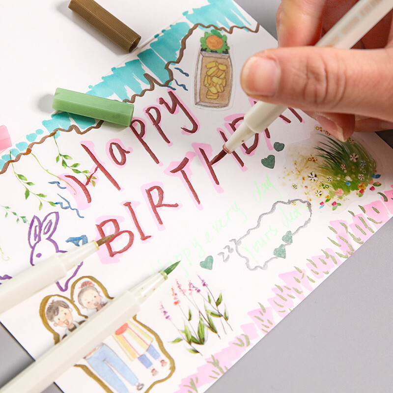 STA 10 culori Desen Pictură Marker Pen DIY Metallic Color Pixuri Hârtie neagră Art Marker Hard/Moale Cap Material de papetărie