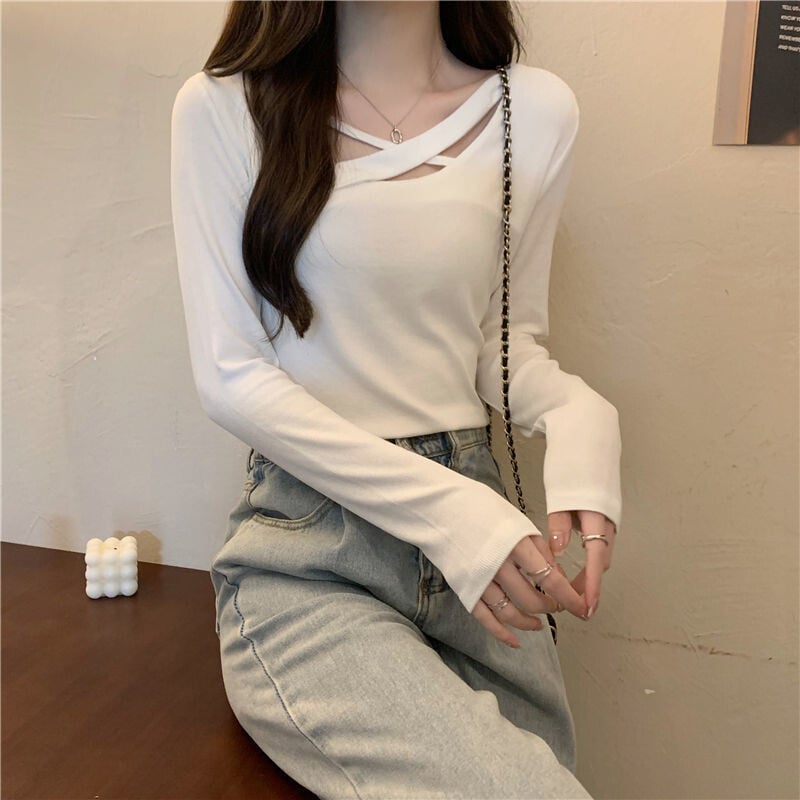 Debljine mm 300 funti veće veličine za mršavljenje proljetne i jesenske majice za žene s dizajnerskim niche unutarnjim slojevima majice tanke majice dugih rukava