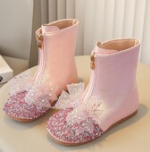 2024 Παιδικές μπότες Fashion Girl Παπούτσια με πούλιες Φιόγκος Princess Chelsea Boots Princess Girl Baby Αδιάβροχες αντιολισθητικές μπότες για πάρτι