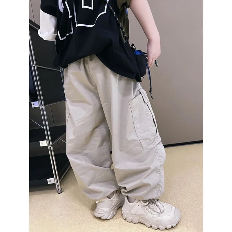 Berniukų gatvės kelnės Darbo aprangos kelnės pavasario ir rudens stiliai Naujos laisvalaikio kelnės vidutiniams ir dideliems vaikams rudenį
