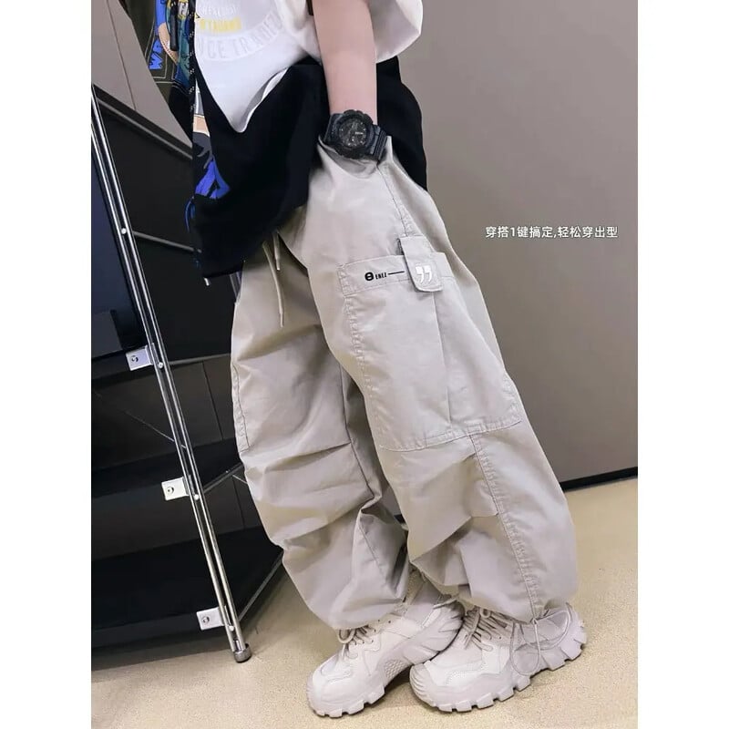 Berniukų gatvės kelnės Darbo aprangos kelnės pavasario ir rudens stiliai Naujos laisvalaikio kelnės vidutiniams ir dideliems vaikams rudenį