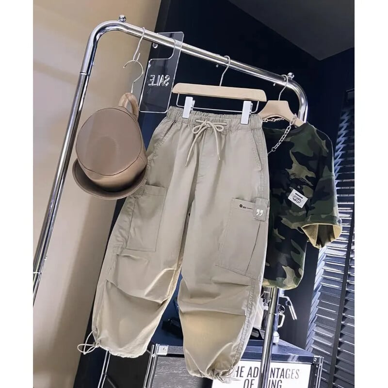 Berniukų gatvės kelnės Darbo aprangos kelnės pavasario ir rudens stiliai Naujos laisvalaikio kelnės vidutiniams ir dideliems vaikams rudenį