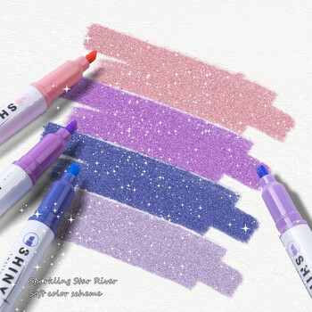 4 τμχ/σετ Αισθητικά Star Glitter Highlighters Shiny Scrapbook Doodle Pens Σημειωματάριο Μαρκαδόροι Highlight Στυλό Kawaii Kids Stationery