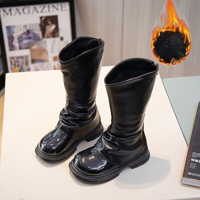 Cizme lungi de iarnă pentru fete din piele PU Cizme înalte de epocă cu platformă impermeabilă tendință moda adolescentă cizme de zăpadă fete