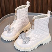 4-18 ani Cizme de modă de toamnă pentru fete Pantofi de prințesă pentru fete adolescente cu fundă de cristal Ghete de modă pentru fete