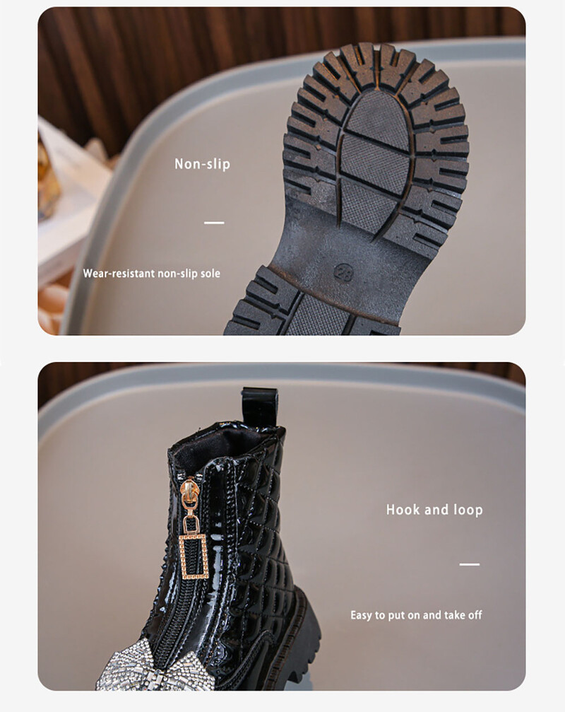 4-18 ani Cizme de modă de toamnă pentru fete Pantofi de prințesă pentru fete adolescente cu fundă de cristal Ghete de modă pentru fete