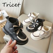 Sügistalvine vibu tüdrukute printsessisaapad PU-nahast soojad pehmed laste moesaapad plüüsis konksusaas libisemiskindlad laste pahkluukingad