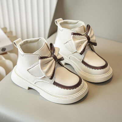 Sügistalvine vibu tüdrukute printsessisaapad PU-nahast soojad pehmed laste moesaapad plüüsis konksusaas libisemiskindlad laste pahkluukingad