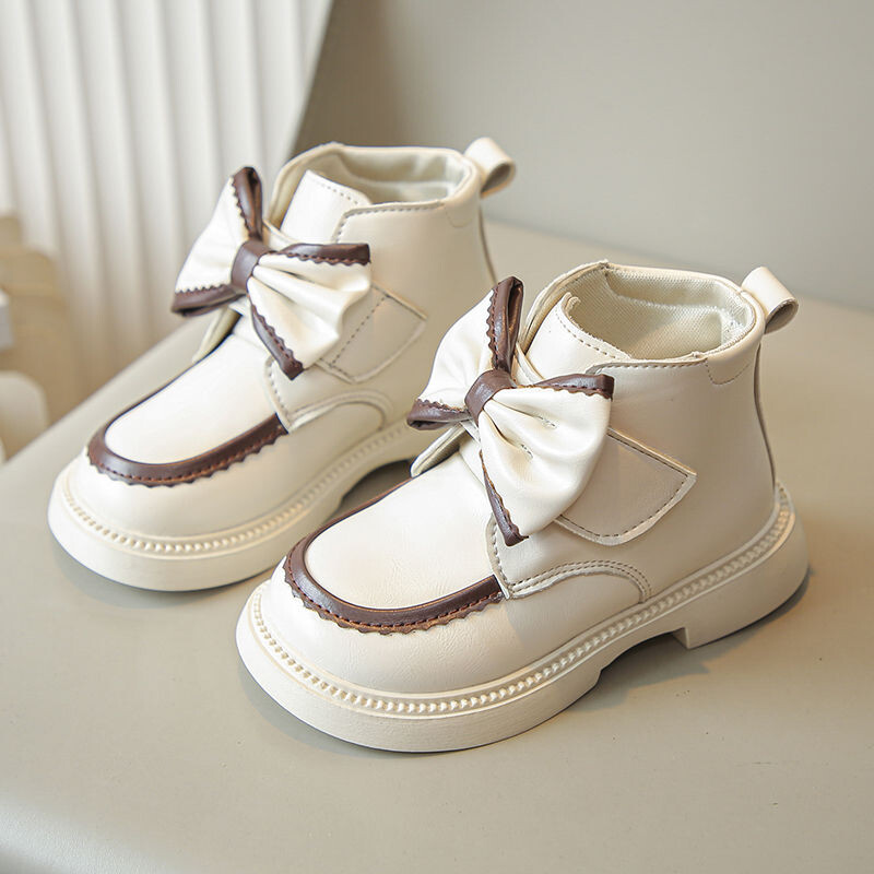 Sügistalvine vibu tüdrukute printsessisaapad PU-nahast soojad pehmed laste moesaapad plüüsis konksusaas libisemiskindlad laste pahkluukingad