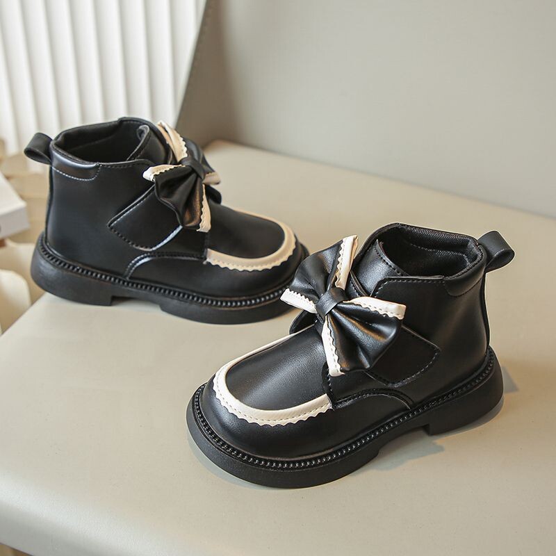 Sügistalvine vibu tüdrukute printsessisaapad PU-nahast soojad pehmed laste moesaapad plüüsis konksusaas libisemiskindlad laste pahkluukingad