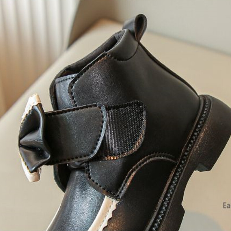 Sügistalvine vibu tüdrukute printsessisaapad PU-nahast soojad pehmed laste moesaapad plüüsis konksusaas libisemiskindlad laste pahkluukingad