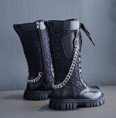 Детски високи модни ботуши Есен Зима Детски дълги спортни обувки на принцеса Момичета Топла кожа Снежни кожени ботуши Размер 27-36 Маратонки