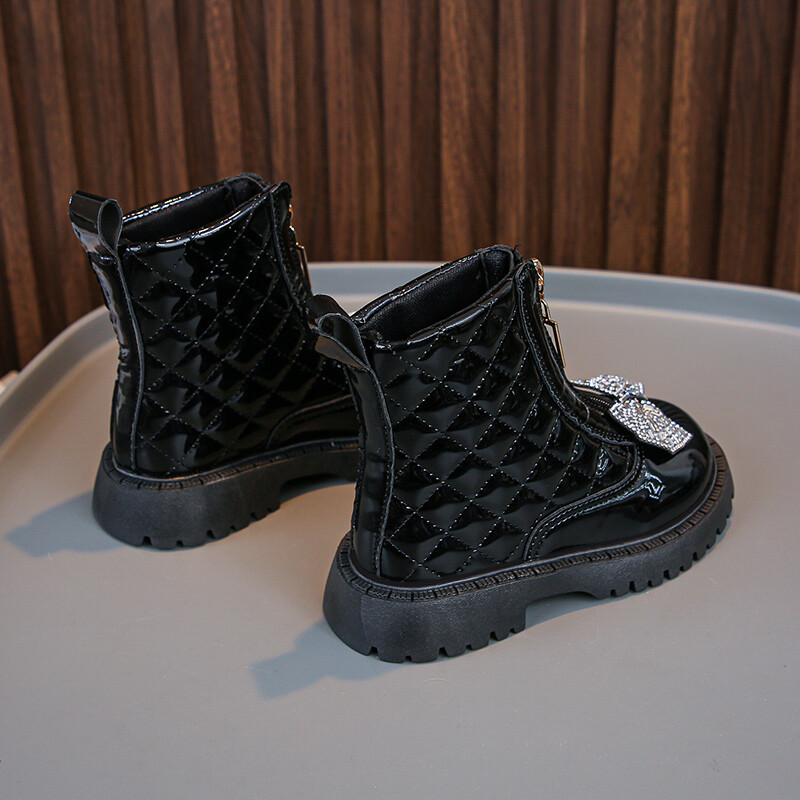 Modne čizme za djevojčice s mašnom od pune PU kože koja ne kliže, dječje cipele za gležnjeve, proljeće, jesen, dječje čizme s patentnim zatvaračem