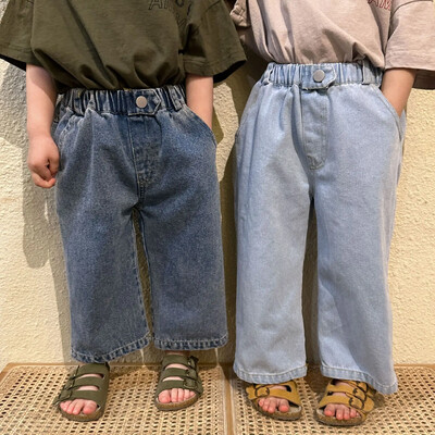 4733C Pantaloni pentru copii 2023, primăvară, toamnă, pantaloni din denim băieți, blugi moale, ocazional, fete, pantaloni drepți cu picioare largi