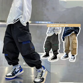 Proljeće Jesen Dječja odjeća Jesen Ležerne duge hlače Veliki stil za dječake Cool Radna odjeća Hlače Pamučna poliesterska tkanina