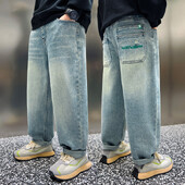 Proljeće Jesen Dječje traperice Traper hlače za velike dječake Ležerne jeans hlače pune dužine 10 12 13 14 godina Dječja odjeća Pamuk