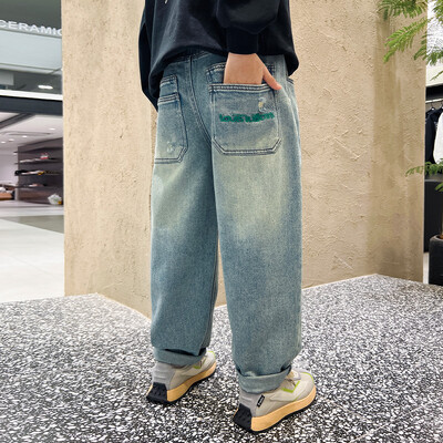 Proljeće Jesen Dječje traperice Traper hlače za velike dječake Ležerne jeans hlače pune dužine 10 12 13 14 godina Dječja odjeća Pamuk