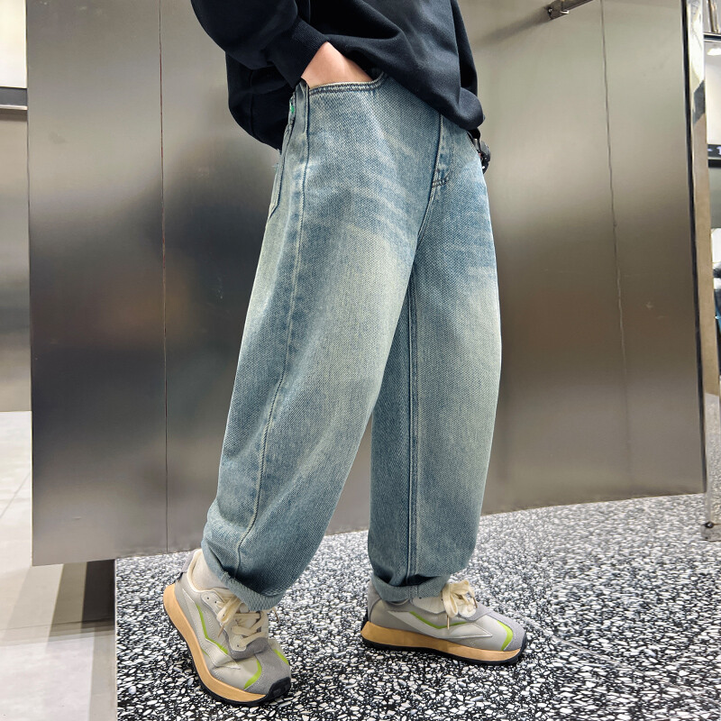 Proljeće Jesen Dječje traperice Traper hlače za velike dječake Ležerne jeans hlače pune dužine 10 12 13 14 godina Dječja odjeća Pamuk