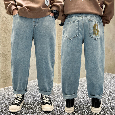 Pantaloni casual din denim de înaltă calitate Adolescenți băieți Noutăți 2024 Blugi pentru copii primăvară toamnă Pantaloni cu talie mijlocie pentru băieți 5-14 ani