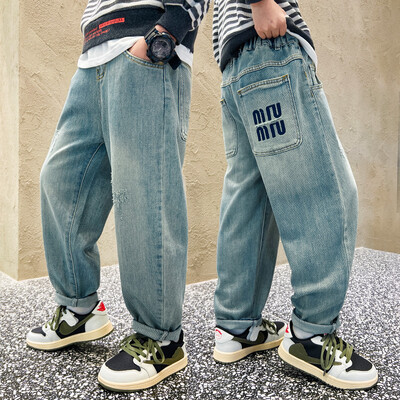 Pantaloni casual din denim de înaltă calitate Adolescenți băieți Noutăți 2024 Blugi pentru copii primăvară toamnă Pantaloni cu talie mijlocie pentru băieți 5-14 ani