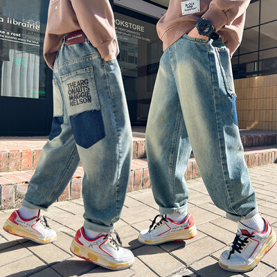 Pantaloni casual din denim de înaltă calitate Adolescenți băieți Noutăți 2024 Blugi pentru copii primăvară toamnă Pantaloni cu talie mijlocie pentru băieți 5-14 ani