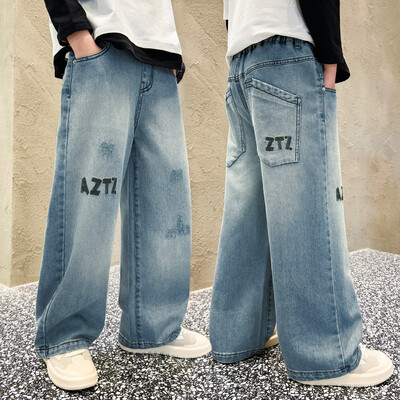 Pantaloni casual din denim de înaltă calitate Adolescenți băieți Noutăți 2024 Blugi pentru copii primăvară toamnă Pantaloni cu talie mijlocie pentru băieți 5-14 ani