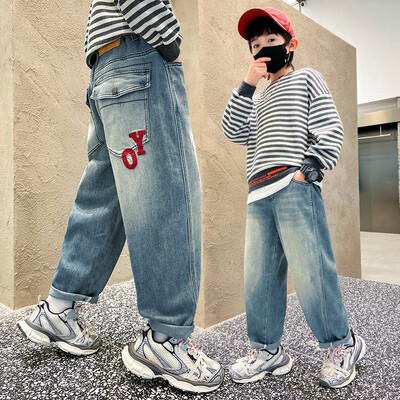 Pantaloni casual din denim de înaltă calitate Adolescenți băieți Noutăți 2024 Blugi pentru copii primăvară toamnă Pantaloni cu talie mijlocie pentru băieți 5-14 ani