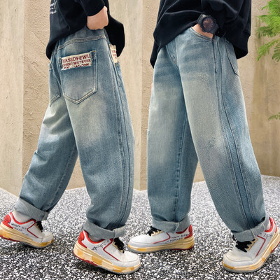 Pantaloni casual din denim de înaltă calitate Adolescenți băieți Noutăți 2024 Blugi pentru copii primăvară toamnă Pantaloni cu talie mijlocie pentru băieți 5-14 ani