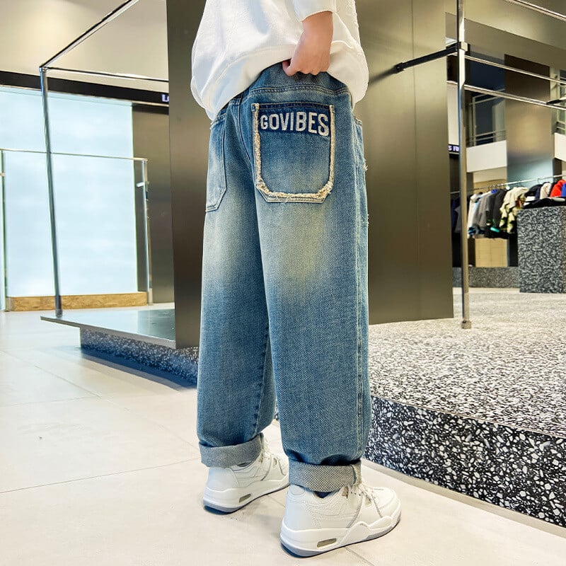 Pantaloni casual din denim de înaltă calitate Adolescenți băieți Noutăți 2024 Blugi pentru copii primăvară toamnă Pantaloni cu talie mijlocie pentru băieți 5-14 ani