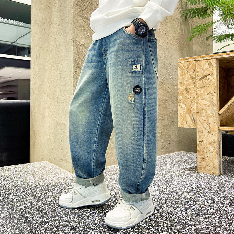 Pantaloni casual din denim de înaltă calitate Adolescenți băieți Noutăți 2024 Blugi pentru copii primăvară toamnă Pantaloni cu talie mijlocie pentru băieți 5-14 ani