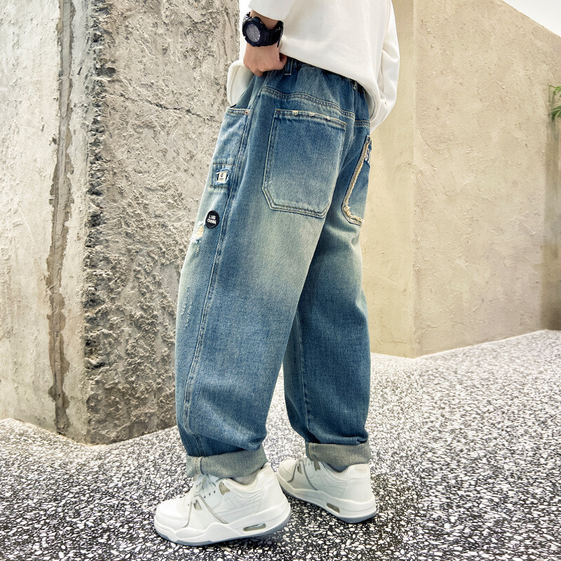 Pantaloni casual din denim de înaltă calitate Adolescenți băieți Noutăți 2024 Blugi pentru copii primăvară toamnă Pantaloni cu talie mijlocie pentru băieți 5-14 ani