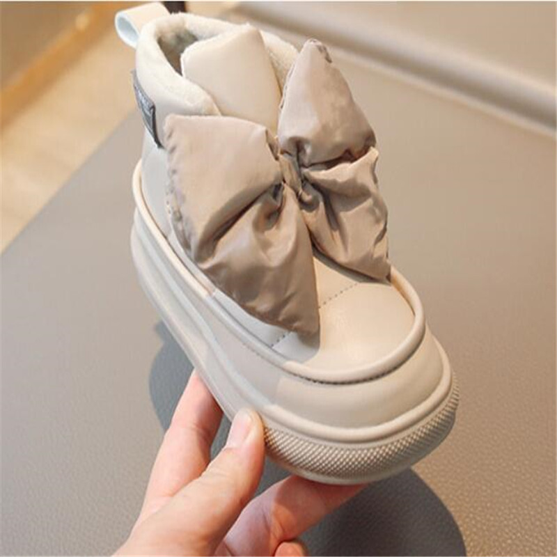 Cizme de zăpadă pentru copii de iarnă pentru fete la modă cu papion mare Cizme de prințesă pentru copii pantofi calduri de bumbac îngroșate cu închidere cu cârlig