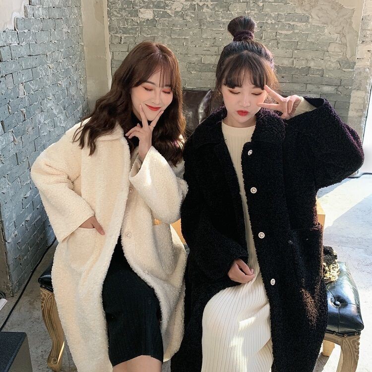2021 Φθινοπωρινό Χειμερινό Γυναικείο Χοντρό Παλτό Faux Lambswool Νέο κορεατικό στυλ Μόδα βελούδινου παλτό μεσαίου μήκους
