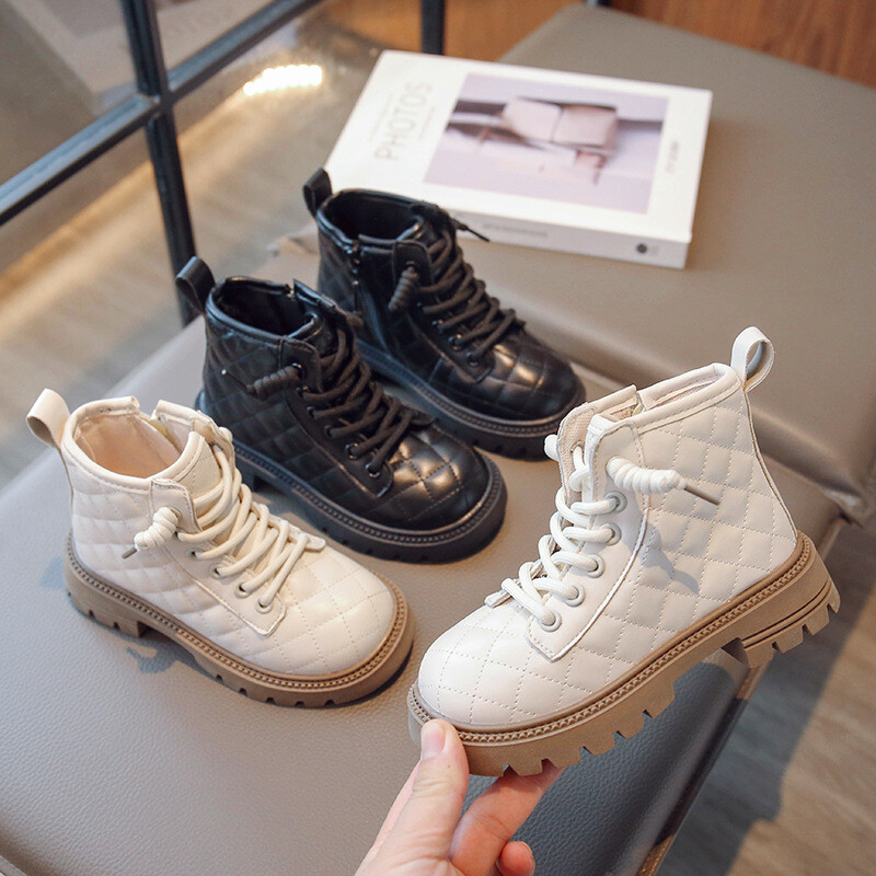 Cizme casual din piele pentru copii Noua toamnă 2023, băieți, fete, modă, zăbrele, anti-alunecare, talpă moale, cu fermoar, cizme, pantofi pentru copii